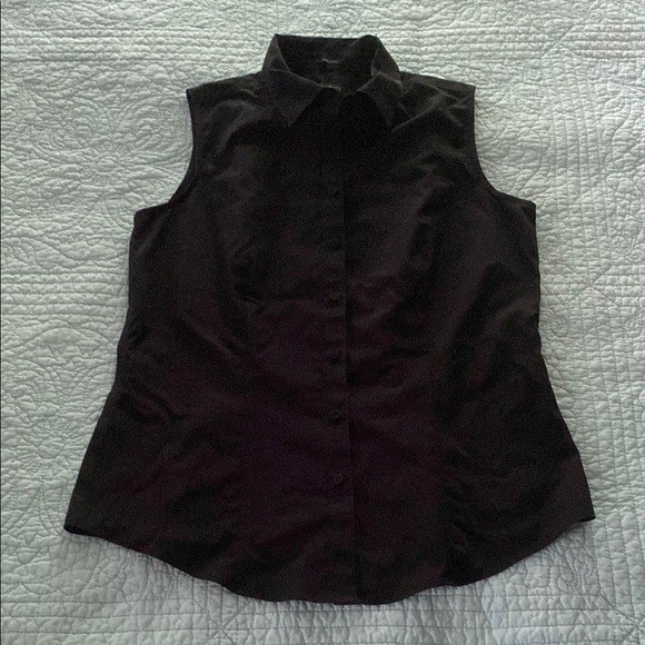 Talbots Black Sleeveless Button Down Shirt - Picture 1 of 5